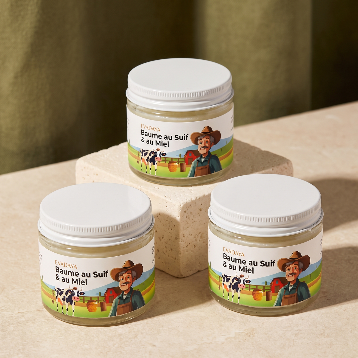 Trois pots Evadaya en présentation de pack