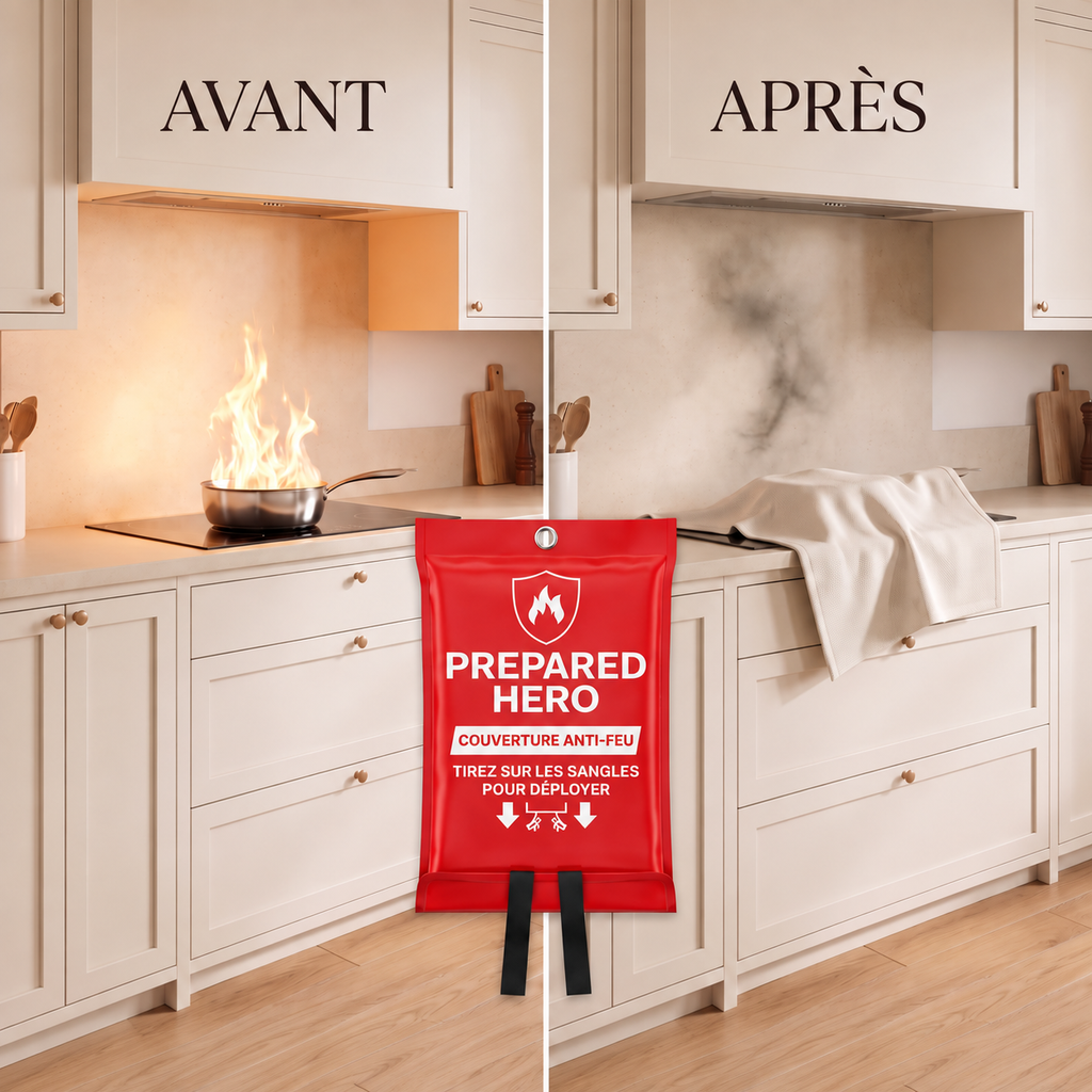Couverture anti-feu, visuel avant et après