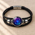 Bracelet Astral Kaldor — cuir tressé & médaillon du signe